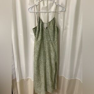 Abercrombie Green and White Floral Midi Dress sz S